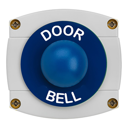 CQR AEB50 IP66 Grey/Blue Surface Box With Momentary Blue Dome - Legend "Door Bell" (LEAD TIME: 2-3 DAYS)