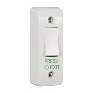 CQR AEB8 Narrow Surface Mounted Plastic Exit Switch - Legend "Press To Exit" - White (LEAD TIME: 2-3 DAYS)