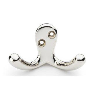 Alexander & Wilks AW773PN Victorian Double Robe Hook - Polished Nickel (LEAD TIME: 2-3 DAYS)