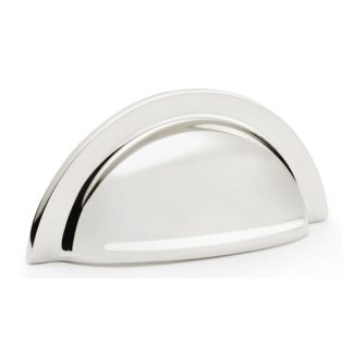 Alexander & Wilks AW903PN Bardom Ridged Cabinet Cup Pull - Polished Nickel (LEAD TIME: 2-3 DAYS)