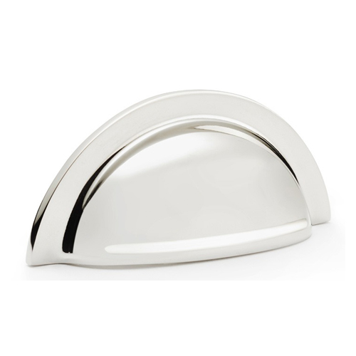 Alexander & Wilks AW903PN Bardom Ridged Cabinet Cup Pull - Polished Nickel (LEAD TIME: 2-3 DAYS)
