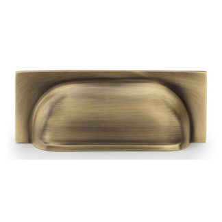 Alexander & Wilks AW905AB Quantock Cup Pull Handle - Antique Brass Centres 96mm (LEAD TIME: 2-3 DAYS)