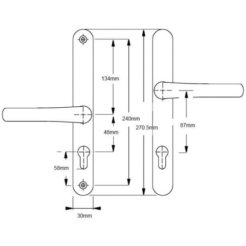 Easyfit Lever Offset Lever UPVC Multipoint Door Handles - 48mm/87mm PZ Unsprung 240mm Screw Centres - Image 2