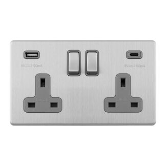 Eurolite ECSS2USBCG Concealed 3mm 2-Gang USBC Socket (LEAD TIME: 2-3 DAYS)