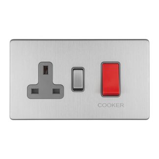 Eurolite ECSS45ASWASG 45Amp DP Cooker Switch with 13Amp Socket (LEAD TIME: 2-3 DAYS)