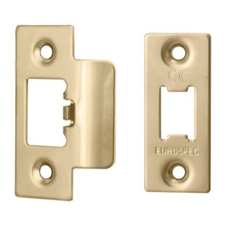 Eurospec FSF5009PVD Forend Strike & Fixing Pack To Suit Heavy Duty Tubular Latch - PVD Square Forend (LEAD TIME: 2-3 DAYS)