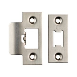 Eurospec FSF5009SSS Forend Strike & Fixing Pack To Suit Heavy Duty Tubular Latch - Satin Stainless Steel Square Forend (LEAD TIME: 2-3 DAYS)