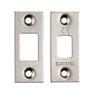 Eurospec FSF5010SSS Forend Strike & Fixing Pack To Suit Heavy Duty Tubular Deadbolt - Satin Stainless Steel Square Forend (LEAD TIME: 2-3 DAYS)