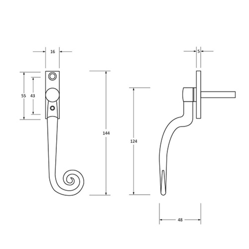 From the Anvil Monkeytail Offset Non-Locking Espag Window Handles (LEAD TIME: 2-3 DAYS) - Image 2