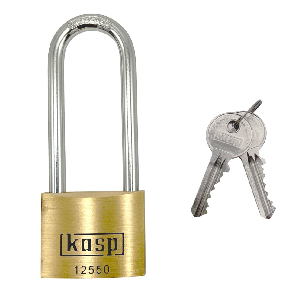 Kasp 125 series 50mm Long Shackle Brass Padlock