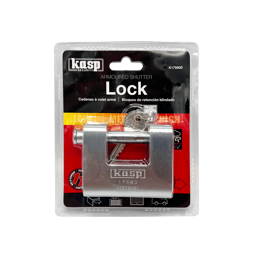 Kasp 175 80mm Closed Shackle Armoured Shutter Padlock - Image 4