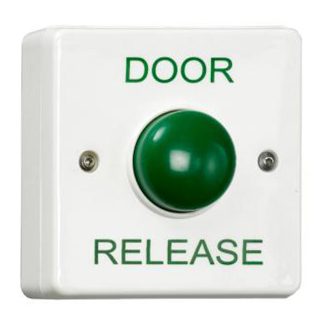 CQR AEB17/DR Surface Mounted Plastic Green Dome Button - Legend "Door Release" (LEAD TIME: 2-3 DAYS)