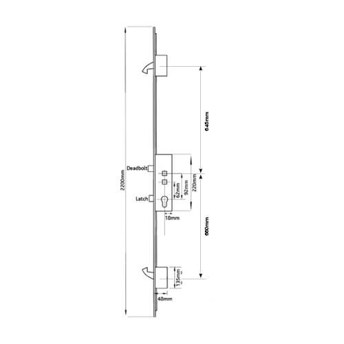 Avantis Latch Deadbolt 2 Hooks Double Spindle Multipoint Door Lock - Option 2 - Shootbolt Compatible - Image 2
