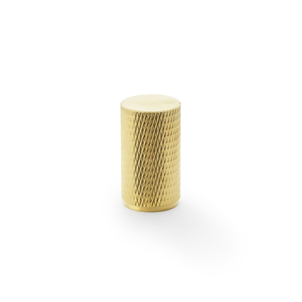 Alexander & Wilks AW800-35-SBPVD Brunel Knurled Cylinder Cupboard Knob - Satin Brass PVD 35mm (LEAD TIME: 2-3 DAYS)