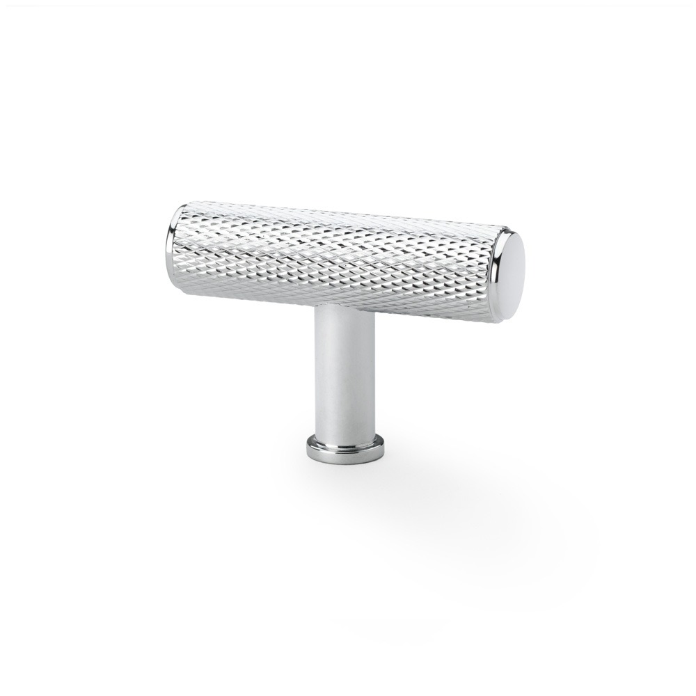 Alexander & Wilks AW801-55-PC Crispin Knurled T Bar Cupboard Knob - Polished Chrome (LEAD TIME: 2-3 DAYS)