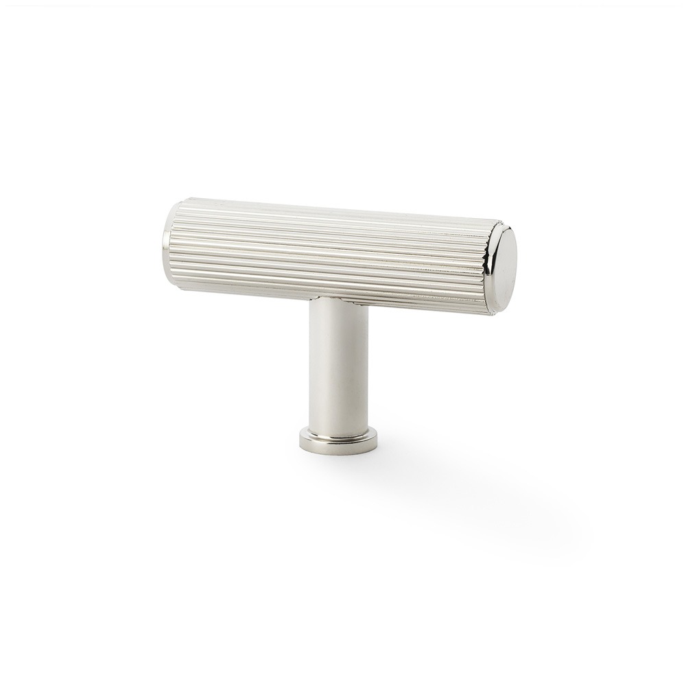 Alexander & Wilks AW801R-55-PN Crispin Reeded T Bar Cupboard Knob - Polished Nickel (LEAD TIME: 2-3 DAYS)