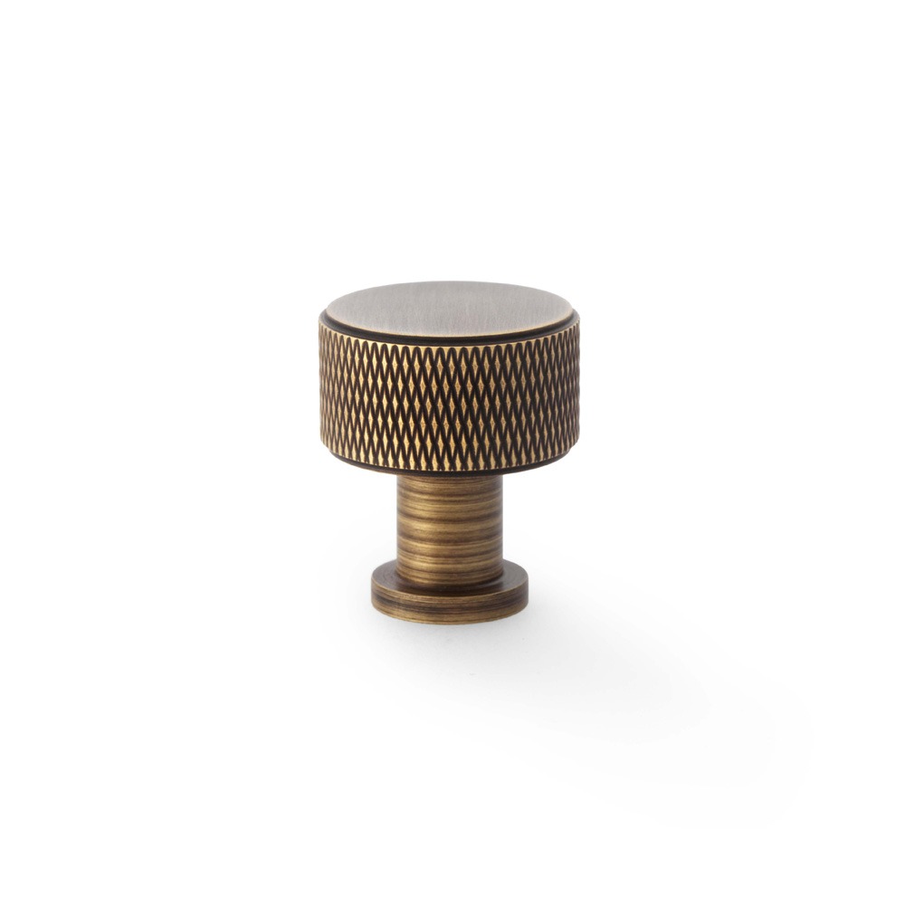 Alexander & Wilks AW807K-29-AB Lucia Knurled Cupboard Knob - Antique Brass 29mm (LEAD TIME: 2-3 DAYS)