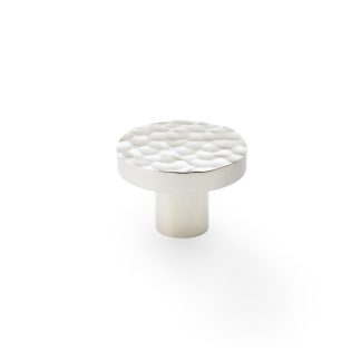 Alexander & Wilks AW820-38-PN Hanover Hammered Cupboard Knob - Polished Nickel 38mm (LEAD TIME: 2-3 DAYS)