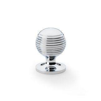 Alexander & Wilks AW832-32-PC Caesar Cupboard Knob On Round Rose - Polished Chrome 32mm (LEAD TIME: 2-3 DAYS)