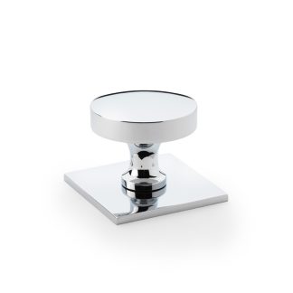 Alexander & Wilks AW835-38-PC Bullion Cupboard Knob On Square Backplate - Polished Chrome (LEAD TIME: 2-3 DAYS)
