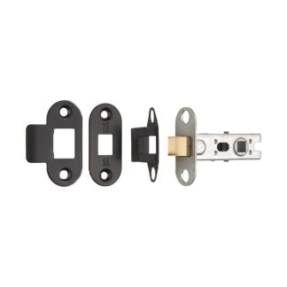 Eurospec BTL25MB/R 64mm Ce B/T Tubular Mortice Latch Radius - Matt Black (LEAD TIME: 2-3 DAYS)