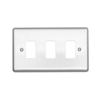 Eurolite EN-G3SS Enhance Decorative 3-Gang Grid Plate - Stainless Steel (LEAD TIME: 2-3 DAYS)
