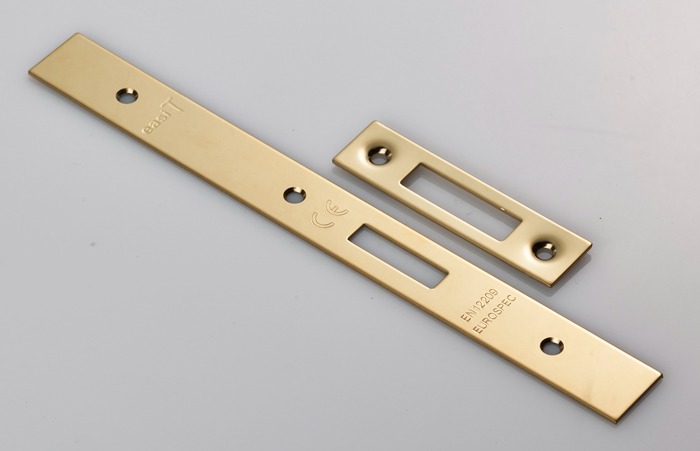 Eurospec FSF5015PVD Forend Strike & Fixing Pack To Suit Din Euro Deadlock - PVD Square Forend (LEAD TIME: 2-3 DAYS)